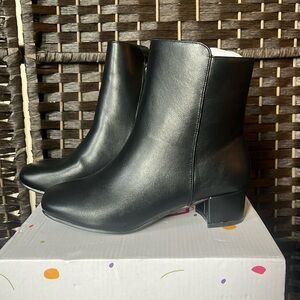 Girls Fashion Boots Square-Toe Dress Boots Low Heel Ankle Booties with Zipper